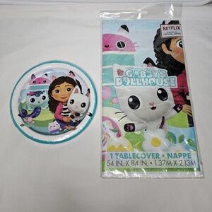 New Set 2 Netflix Gabbys Dollhouse Birthday Party Supplies Plates Tablecover